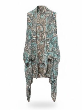 Paisley Print Sleeveless Kimono – One Size